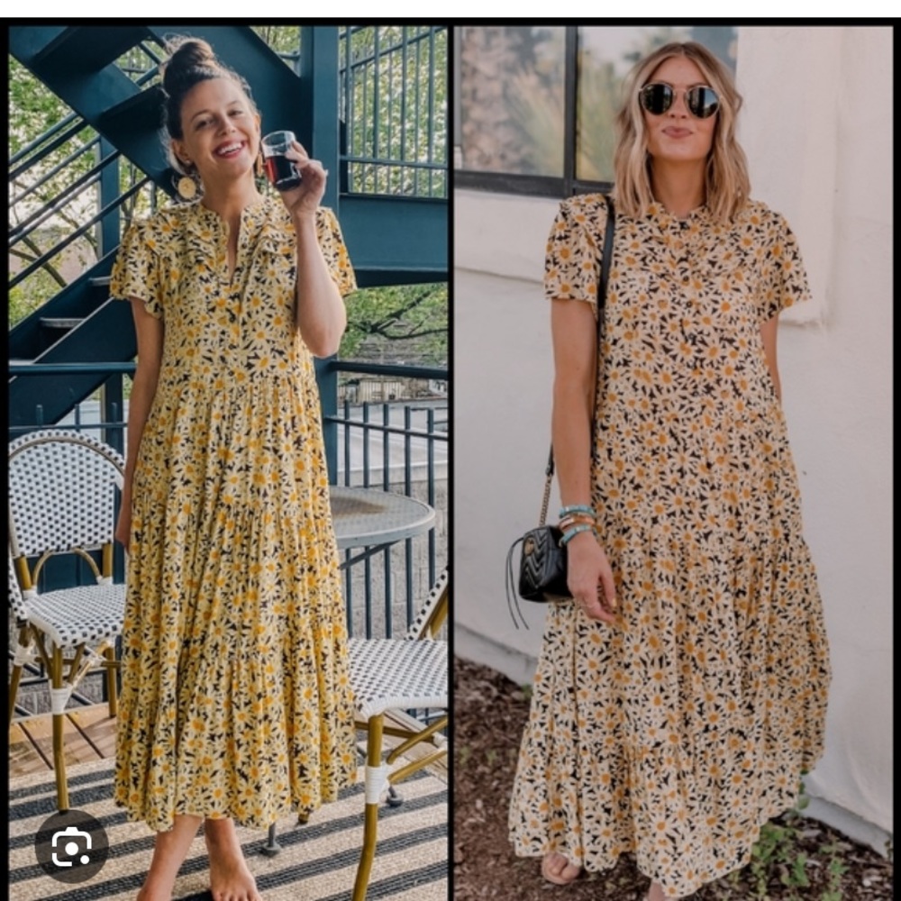Topshop Lazy Daisy Midi Ruffle Prairie Dress